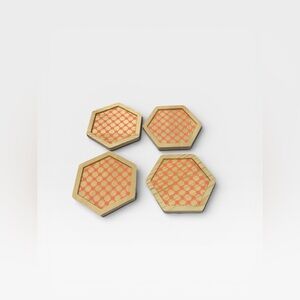 4 wooden drink coasters with design
